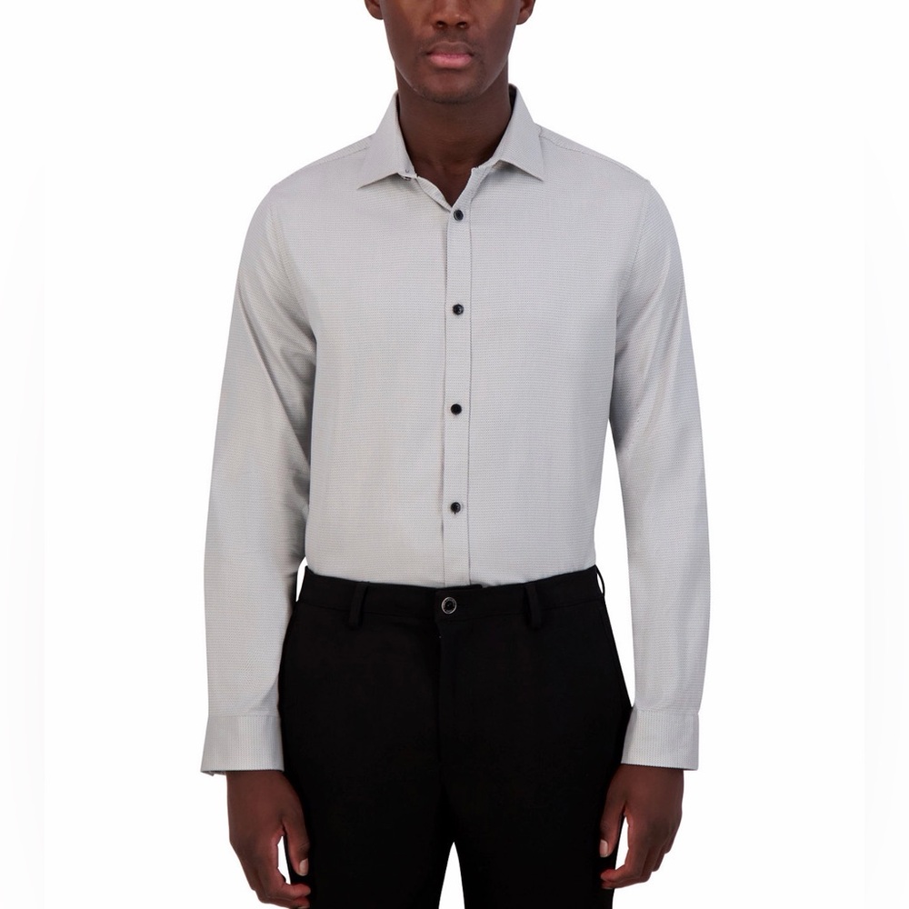🔥 $99 Karl Lagerfeld Paris Mens Slim Fit Woven Dress Shirt Sz L 🔥